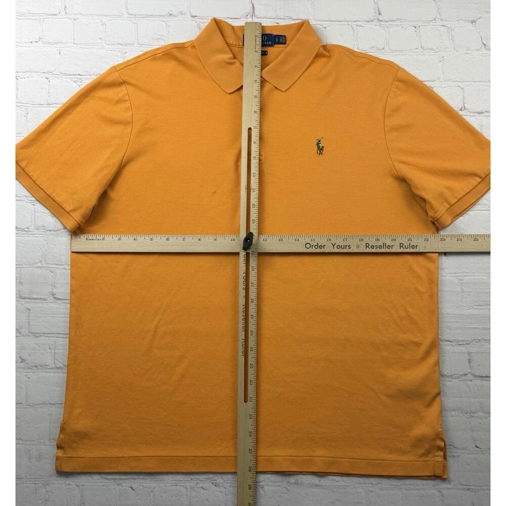 Polo Ralph Lauren Polo Shirt Mens LG Orange Custom Fit Short Sleeve